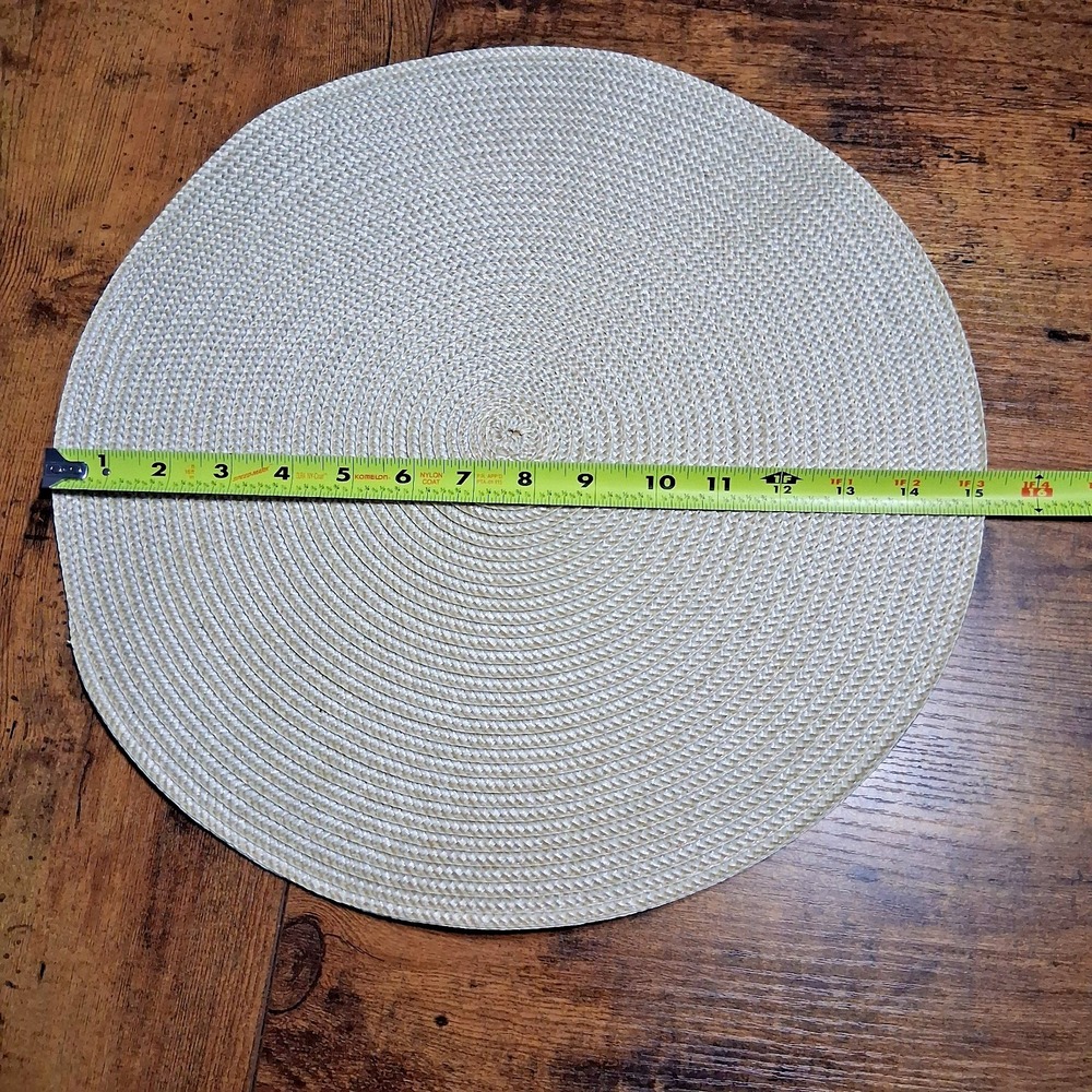 Round Thin‎ 15 inch Sea Grass Braided Placemats Set of 12 Preowned Washable - Picture 3 of 7
